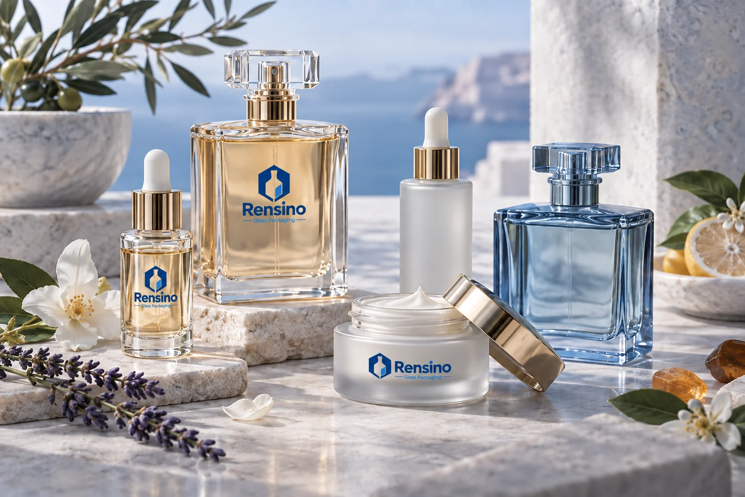 Rensino branded beauty & fragrance glass packaging concept