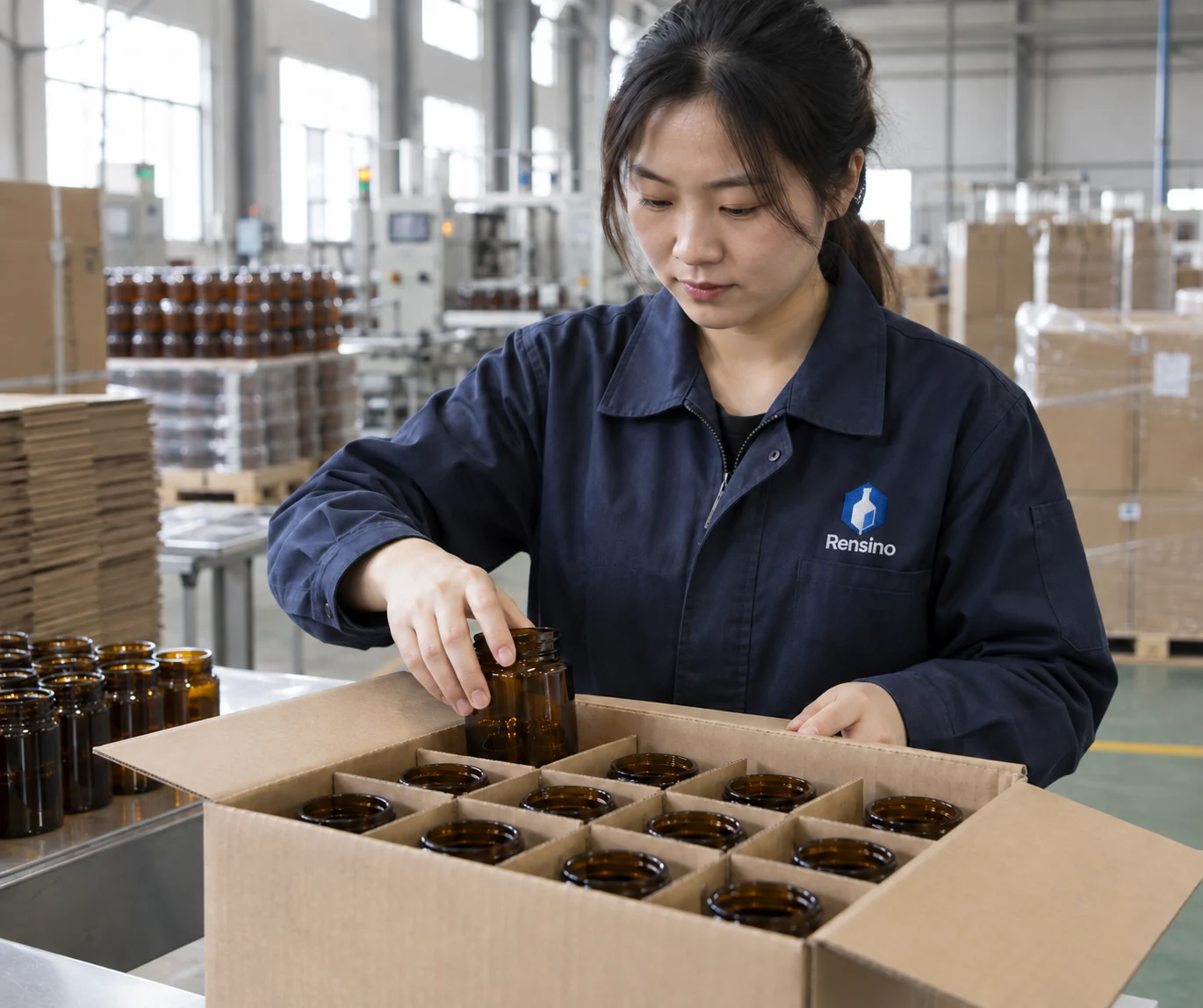 Rensino protective packaging — branded factory visualization