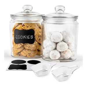 1/2 and 1 Gallon Cookie Glass Jars Apothecary Glass Jars for Laundry Detergent Container Large Glass Jar for Room Organization
