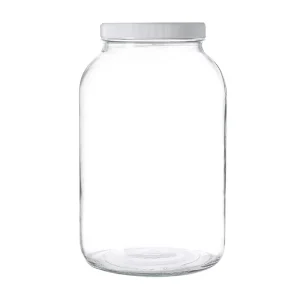 1 Gallon 128oz Wide Mouth Glass Mason Jar with Metal and Plastic Lids