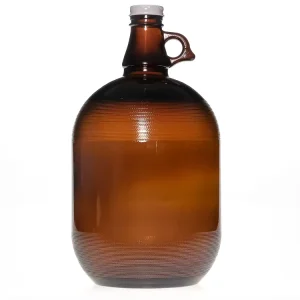 1 Gallon 4 Liter Amber Glass Wine Jar Beer Growler Liquor Bottle with Handle