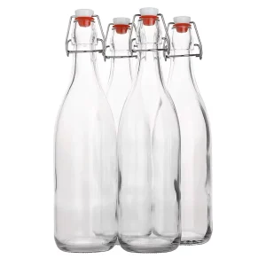 1 Liter Round Swing Top Glass Bottle for Juice Beverages Milk