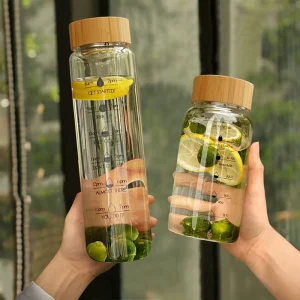 1 Litre Wide-Mouth Leak-Proof Glass Water Bottle for Hot and Cold Drinks
