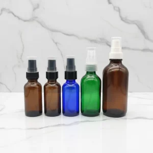 1 oz 30ml Amber Boston Glass Bottle with Cream Lotion Pump, Refillable, for Skin Care and Perfume