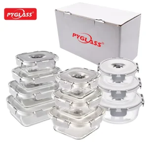 10-Piece Glass Food Storage Container Set with Airtight Leakproof Vacuum Lids, Microwave and Freezer Safe