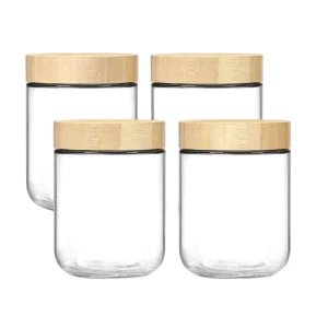 10-Set 7oz Clear Sublimation Kitchen Glass Food Storage Jars with Bamboo Lid