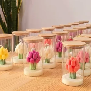 10 oz Clear Glass Candle Jar with Wood Lid