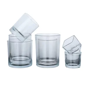 100-Piece Set of Empty 220ml 300ml 430ml Clear Glass Candle Holders with Bamboo Wooden Lids