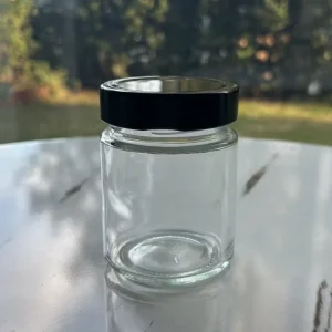 100 ml Cylinder Flint Ergo Glass Jar 70 mm with Black Metal Deep Lug Cap for Herbs Spices Chutney Pasta Sauce
