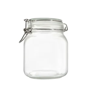 1000ML Big Size Glass Canning Jar Storage Bottles with Wide Mouth with Clamp Lid