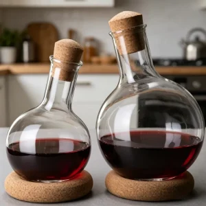 1000ml 2000ml Borosilicate Glass Whiskey Decanter with Cork Stopper and Base for Wine and Coffee