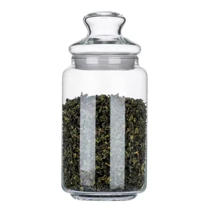 1000ml Bubble-Blown Transparent Glass Honey Jar with Lid