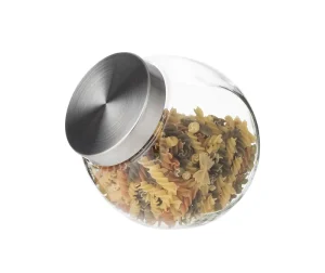 1000ml Clear Glass Dry Food Storage Canister with Stainless Steel Lid, BPA-Free and Dishwasher Safe