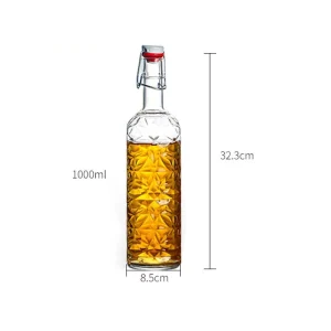 1000ml Frosted Glass Swing Top Bottle for Juice Milk Wine and Beverages