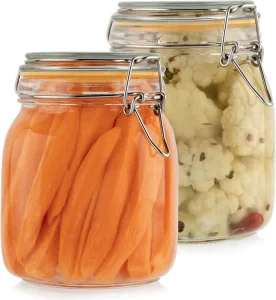 1000ml Glass Canning Jar (1 Liter) | Airtight Glass Storage Container for Food Pasta Coffee Candy With Stylish Glass Lid