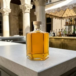 1000ml Polygonal Glass Liquor Bottle for Wine, Whiskey, Vodka, Beer and Soda with T-Top Cork