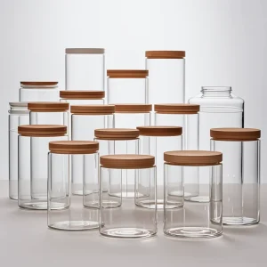 100ML 120ML 250ML 500ML 1000ML Borosilicate Glass 20 to 130 Celsius Airtight Eco Bamboo for Cafe Spice Food Storage Glass Jar