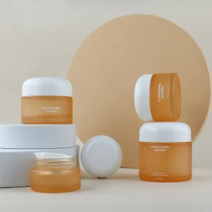 100g 50ml Frosted Cosmetic Glass Eye Cream Jar with Gold Lid