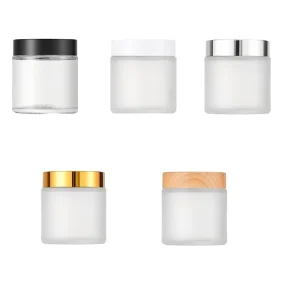 100g Frosted Glass Cosmetic Jar with Screw Cap, Inner Liner, and Wide Smooth Mouth