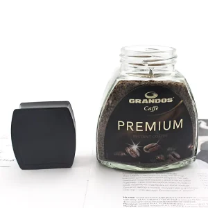 100g Transparent Empty Glass Coffee Jar with Black Plastic Lid