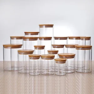 100ml 120ml 250ml 500ml 1000ml Glass Food Storage Jar with Bamboo Lid
