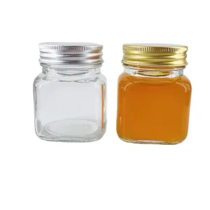 100ml 120ml 4oz Clear Glass Honey Jars Aluminum Lids Food Grade Baby Food Canning Square Jar for Chocolate Storage