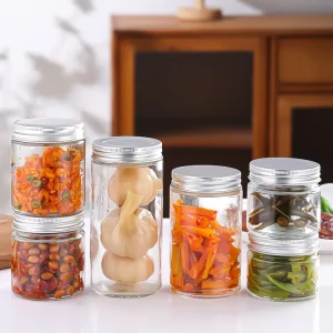 100ml 150ml 180ml 280ml 380ml 500ml Clear Round Wide Mouth Glass Jar With Metal Lid for Honey Jam Pickles and Sauce