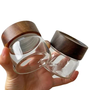 100ml 150ml 200ml 250ml Wide Mouth Food Grade Borosilicate Glass Jar With Wooden Lid