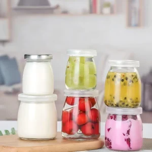 100ml 150ml 200ml Clear Empty Glass Pudding Jar with Plastic Lid for Olive Oil Baby Food Cake Eco friendly Recyclable