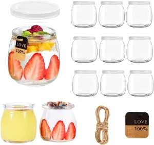100ml 150ml 200ml Clear Food Grade Glass Pudding and Yogurt Jar with Airtight Lid for Jam and Desserts