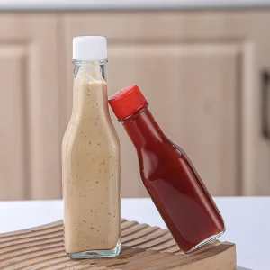 100ml 150ml 250ml Empty Condiment Hot Sauce Chili Ketchup Glass Bottle With Plastic Lid