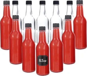 100ml 150ml 250ml Hot Sauce Bottles Glass Woozy Bottles with Dripper Inserts & Black Caps & Shrink Warp For Salad Dressing
