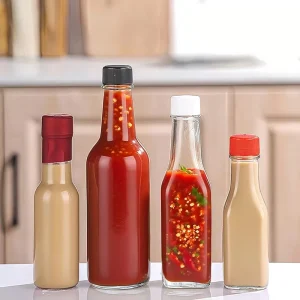 100ml 150ml 250ml Square Clear Glass Sauce Bottles with Screw Caps LFGB Certified Offset Printed for Hot Sauce & Oil