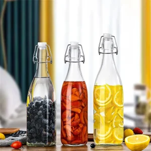 100ml 150ml 500ml 1000ml Enzyme Bottle Flip Lid Clear Glass Swing Top Bottle