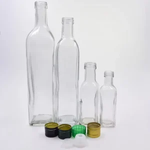 100ml 150ml 500ml 750ml clear square Empty Olive Oil Glass Bottle for Kitchen Soy Sauce Vinegar Dispenser Oiler Cruet with Lid