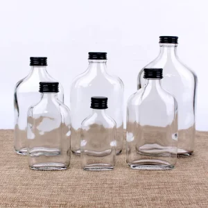 100ml 200ml 250ml 350ml 500ml Flat Bottom Glass Wine Juice Bottle With Screw Cap Screen Printing