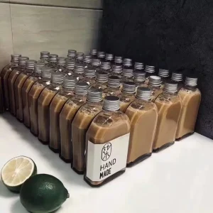 100ml 200ml 250ml 350ml 500ml Flat Flask Glass Bottles with Aluminum Lid for Iced Cold Brew Coffee