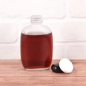 100ml 200ml 250ml 350ml 500ml Frosted Flat Flask Glass Bottle for Cold Brew Coffee Juice Liquor and Beverages
