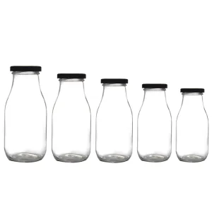 100ml 200ml 250ml 500ml 1 Liter Glass Milk Bottle With Screw Cap Refillable Portable