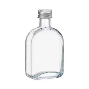 100ml 200ml 250ml Flat Flask Glass Bottles with Aluminum Screw Cap for Liquor, Juice and Cold Brew Coffee