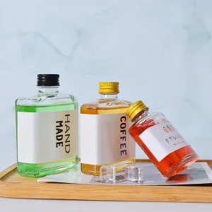100ml 200ml 250ml Frosted Flat Glass Bottles for Juice Beverage Fruit Wine Soda Milk Tea