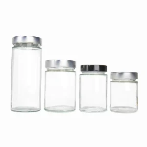 100ml 200ml 380ml 500ml 750ml Clear Glass Jar with Tinplate Lids for Jam Honey Caviar Sauce Food Storage