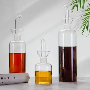 100ml 200ml 450ml Borosilicate Glass Olive Oil Bottle with Dropper Modern Design for Kitchen & Travel Use Freshness Preservation