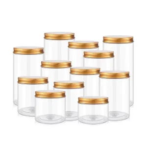 100ml 200ml 8oz 300ml 12oz 500ml Clear Black Amber Wide Mouth Cosmetic Containers Glass Jar With Aluminum Lid