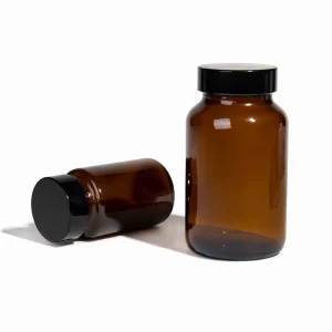 100ml 200ml Amber Glass Capsule Bottles with Screw Cap and Screen Printing for Pill Medical Packaging
