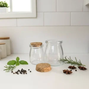 100ml/200ml Glass Pudding Jar with Cork or Plastic PP Cap