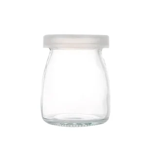 100ml 200ml Round Glass Mousse Pudding and Yogurt Jars with Plastic Caps