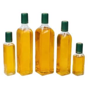 100ml 250ml 500ml 750ml 1000ml Square Clear Glass Cooking Oil Bottle with Plastic Cap