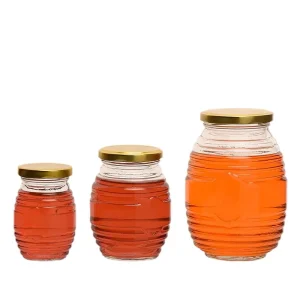 100ml 250ml 500ml 750ml Custom Round Bee-Shaped Glass Honey Jar with Metal Lid