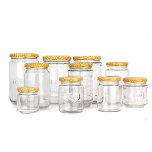 100ml 300ml 700ml Clear Glass Honey and Jam Bottles with Metal Lids